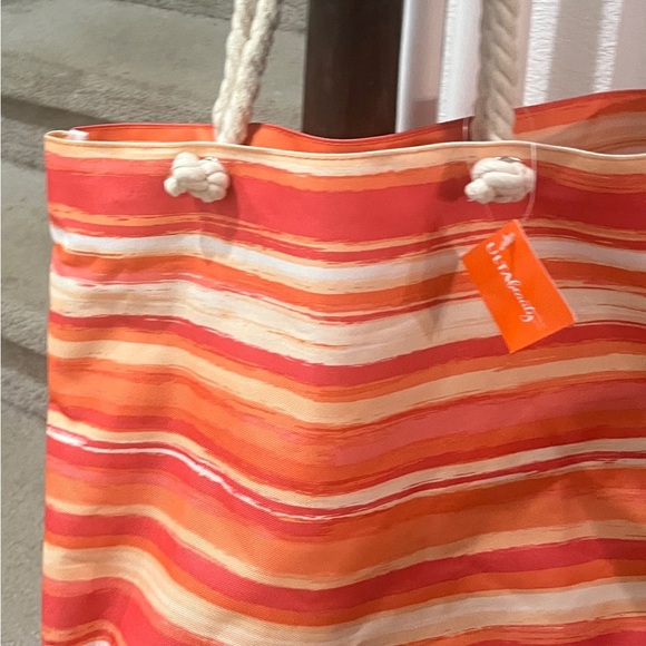 Ulta Striped Orange and Red Tote Bag - Picture 3 of 12